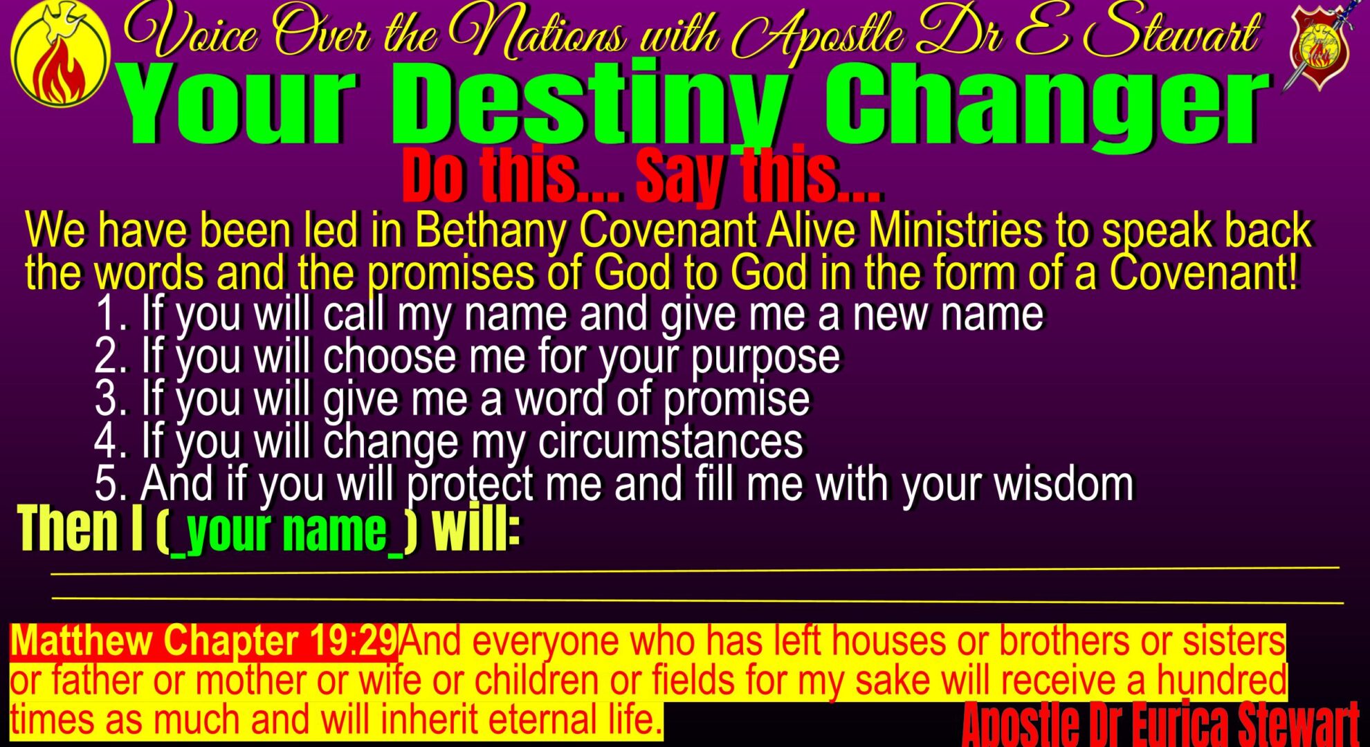 Your Destiny Changer Prayer