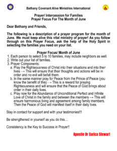 Prayer Focus - Month of June