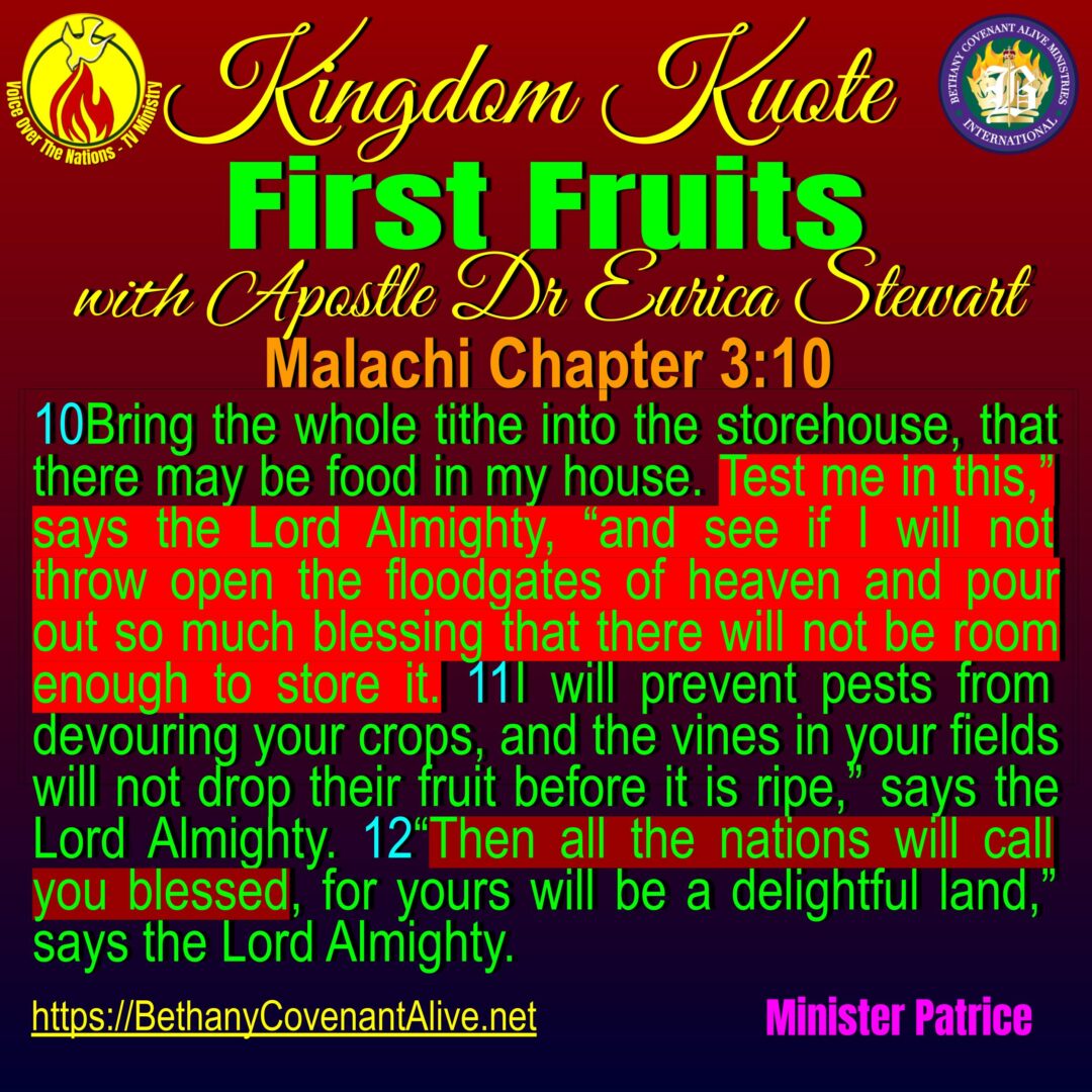 First Fruit Scripture - Malachi Ch 3:10