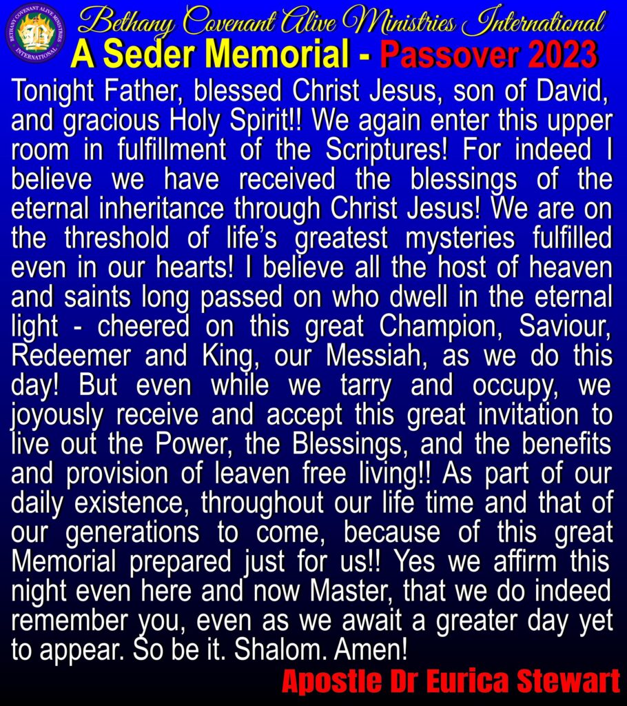 Intercession Prayer - a Seder Memorial - Passover 2023