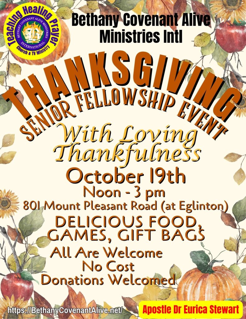 Senior Event - Oct 19 - Bethany Covenant Alive Ministries Intl Senior Event - Oct 19